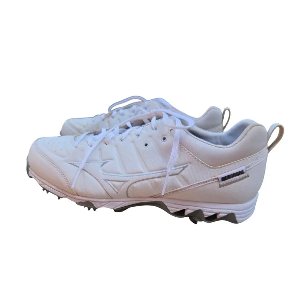 Mizuno Ambition White Silver Metal Baseball Cleats Mens 11.5 Sportswear Athletic
